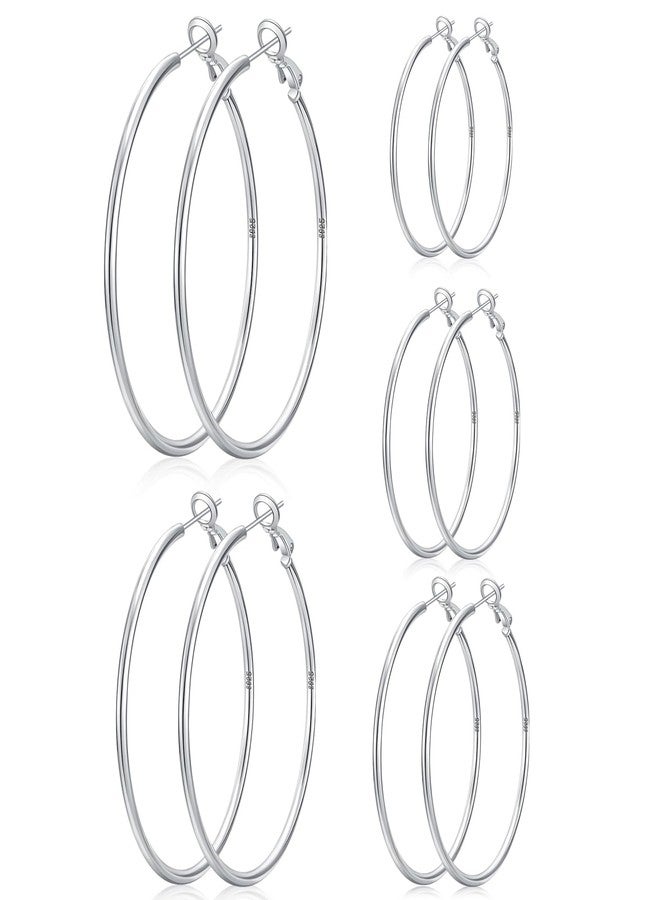 Tedux 5 Pairs Stainless Steel Hoop Earrings, Big Thin Hypoallergenic Earrings for Women, Stylish Simple Hoop Earrings 30/40/50/60/70mm - Image 1
